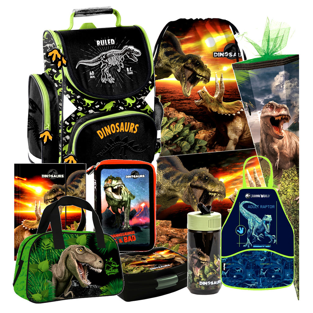Dinosaurier Dino T-Rex 10 Teile Set Schulranzen Ranzen Schultüte 85cm Tornister