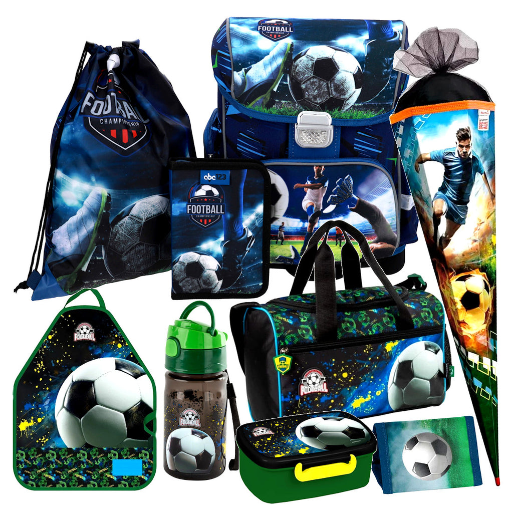 Fussball Ball 9 Teile Set SCHULRANZEN Ranzen Tornister Schultüte Tasche Football