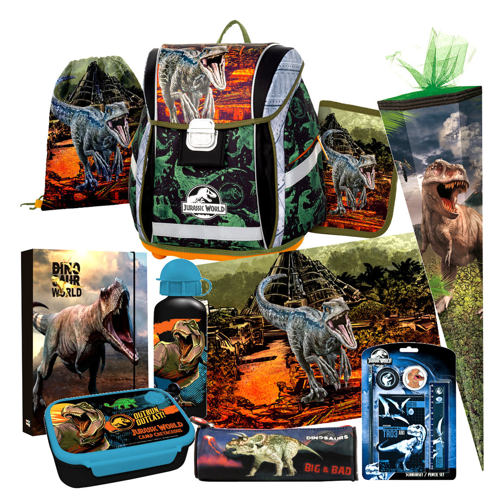 Dinosaurier T-Rex Jurassic World SCHULRANZEN RANZEN Tornister 10 t Set Schultüte