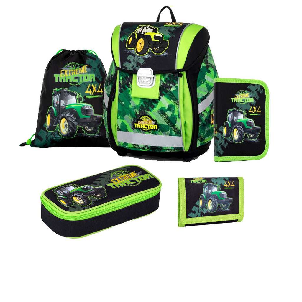 Traktor SCHULRANZEN RANZEN Tornister 5 tlg. Set Federmappe Tasche Federtasche dk