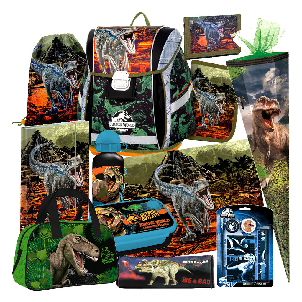 Dinosaurier T-Rex Jurassic World SCHULRANZEN RANZEN Tornister 12 t Set Schultüte