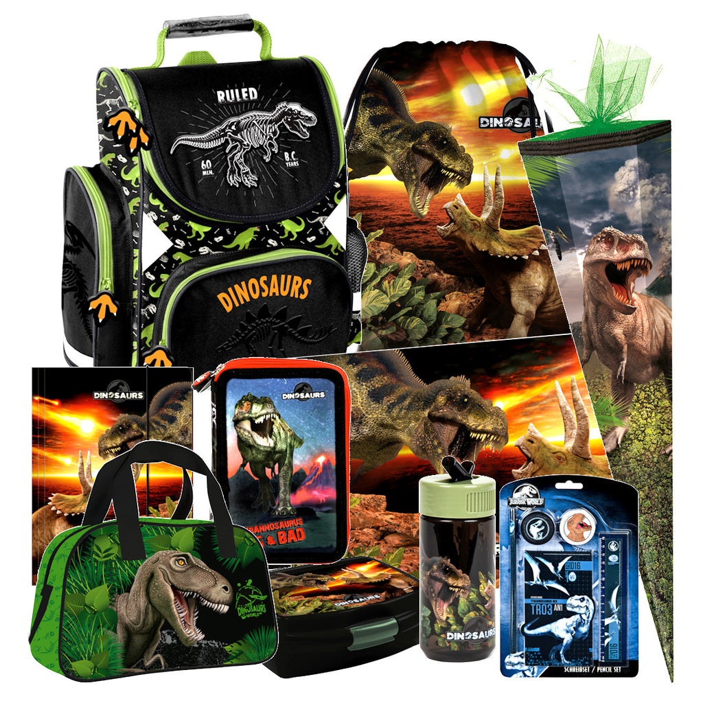 Dinosaurier Dino T-Rex 10 Teile Set Schulranzen Ranzen Schultüte 85cm Tornister