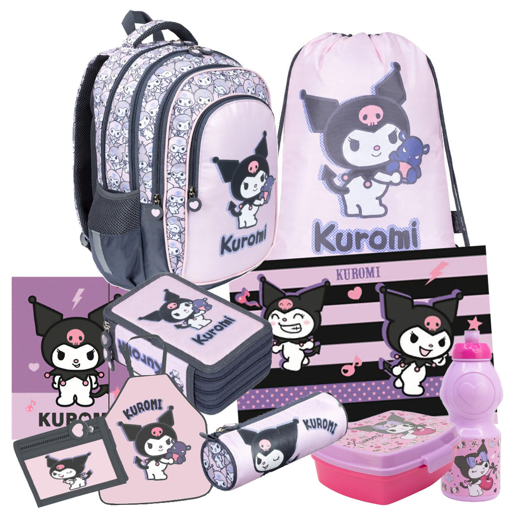 Hello Kitty Kuromi 10 Teile Set SCHULRANZEN Ranzen Tasche Tornister Federmappe