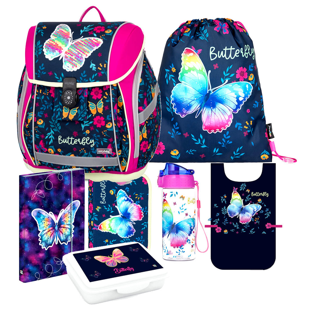 Butterfly Schmetterling 7er Set SCHULRANZEN Ranzen Tornister Federmappe Rucksack