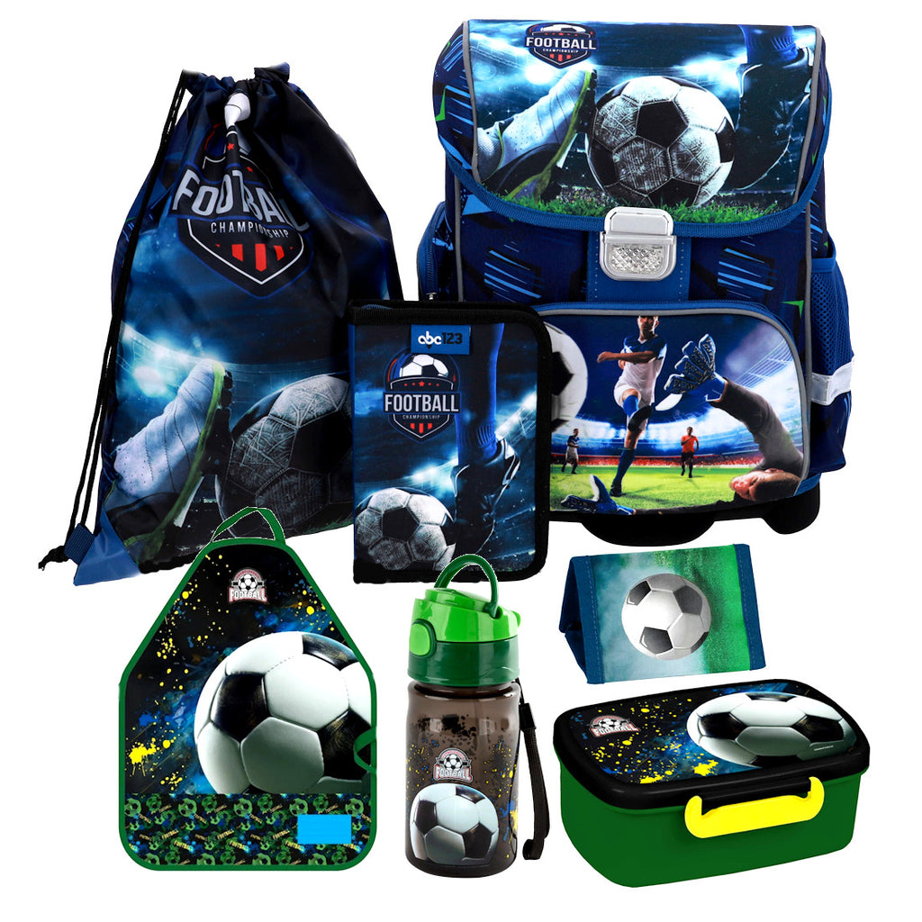 Fussball Ball 7 Teile Set SCHULRANZEN Ranzen Tornister Rucksack Tasche Football