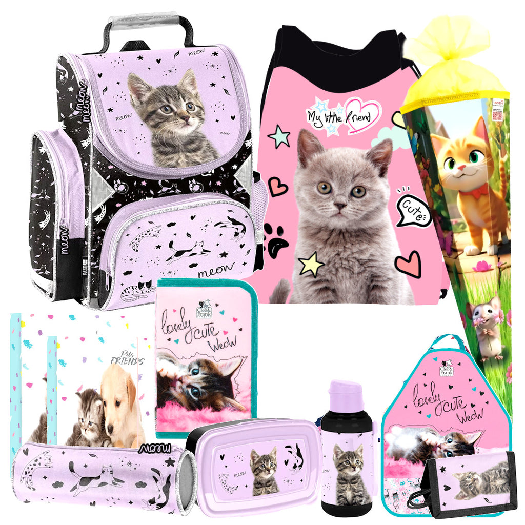 Katze Cat 11 t Set Schulranzen Ranzen Federmappe Sporttasche Tornister Schultüte