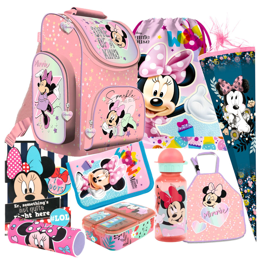 Disney Minnie Maus Mouse 9 tlg. Set Tornister Ranzen Schulranzen Schultüte 85 cm
