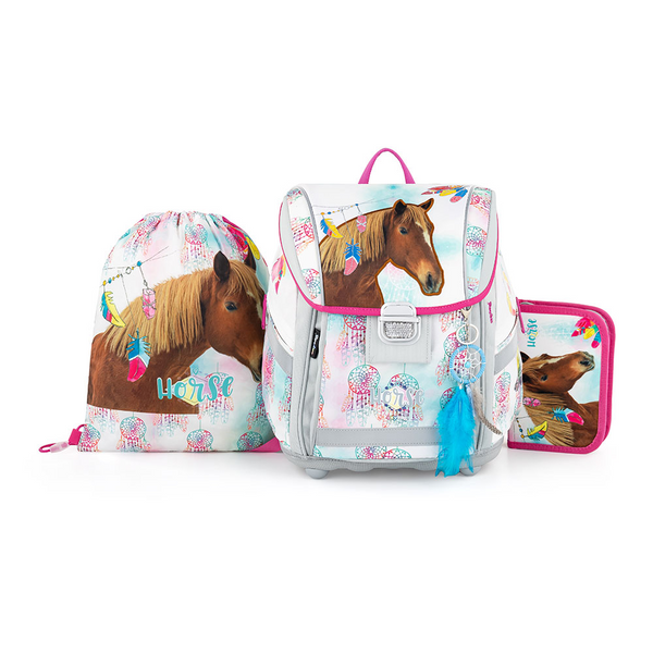 Pferd Pony Horses 14 Teile Set SCHULRANZEN Ranzen FEDERMAPPE Tasche TORNISTER we