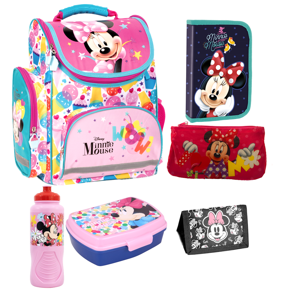 Disney Minnie Maus Mouse 6 tlg Set Tornister Ranzen Schulranzen Federmappe neu