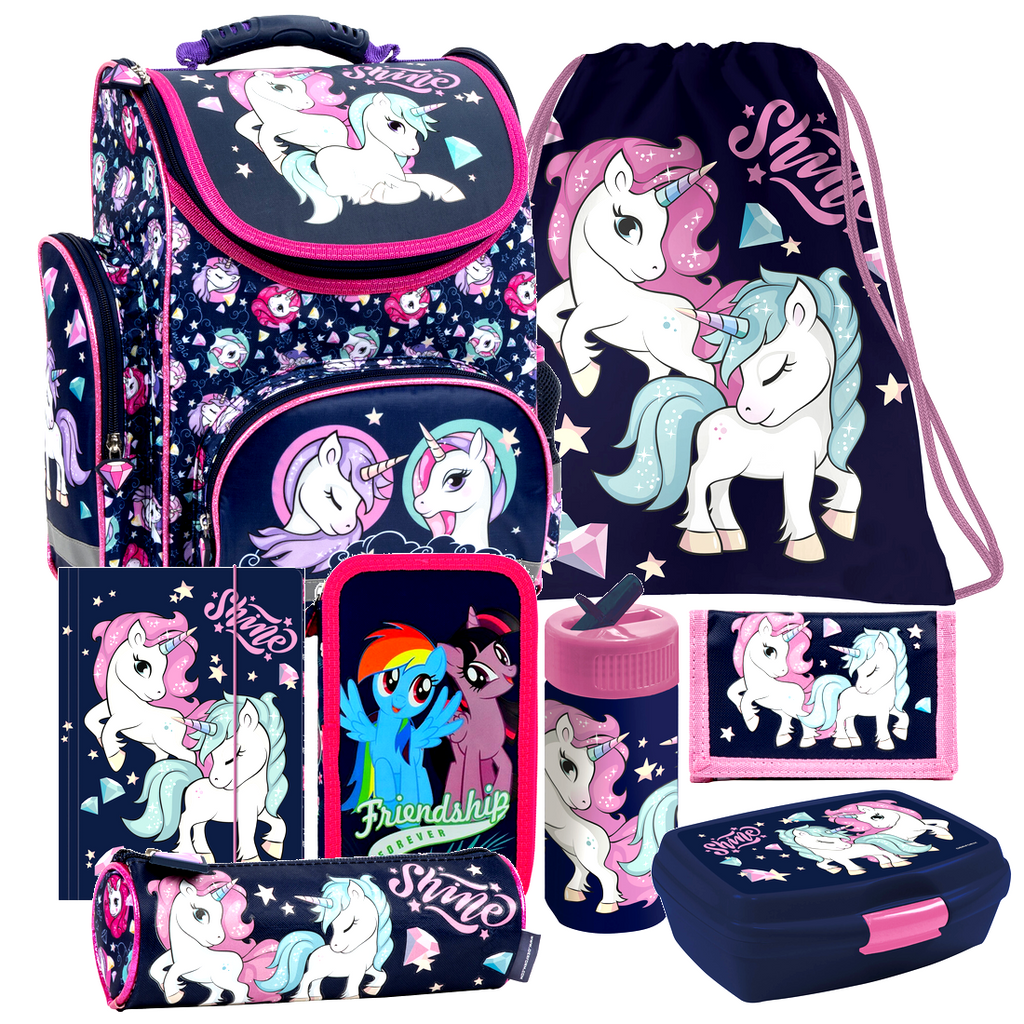 Unicorn my little pony Einhorn 8 tlg Schulranzen Set Ranzen Federmappe Tornister